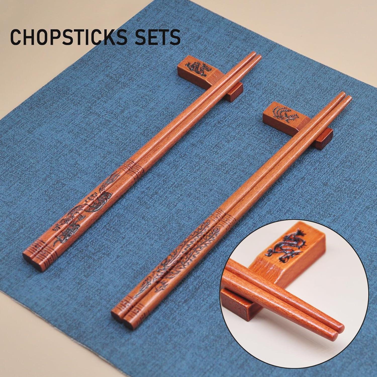 Juego de Palillos de Madera Reutilizables Kenpal Dragón y Fénix