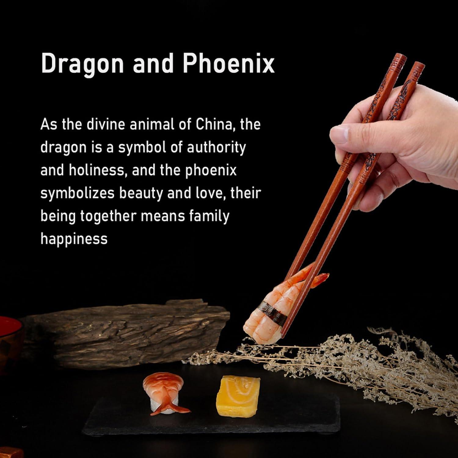 Juego de Palillos de Madera Reutilizables Kenpal Dragón y Fénix