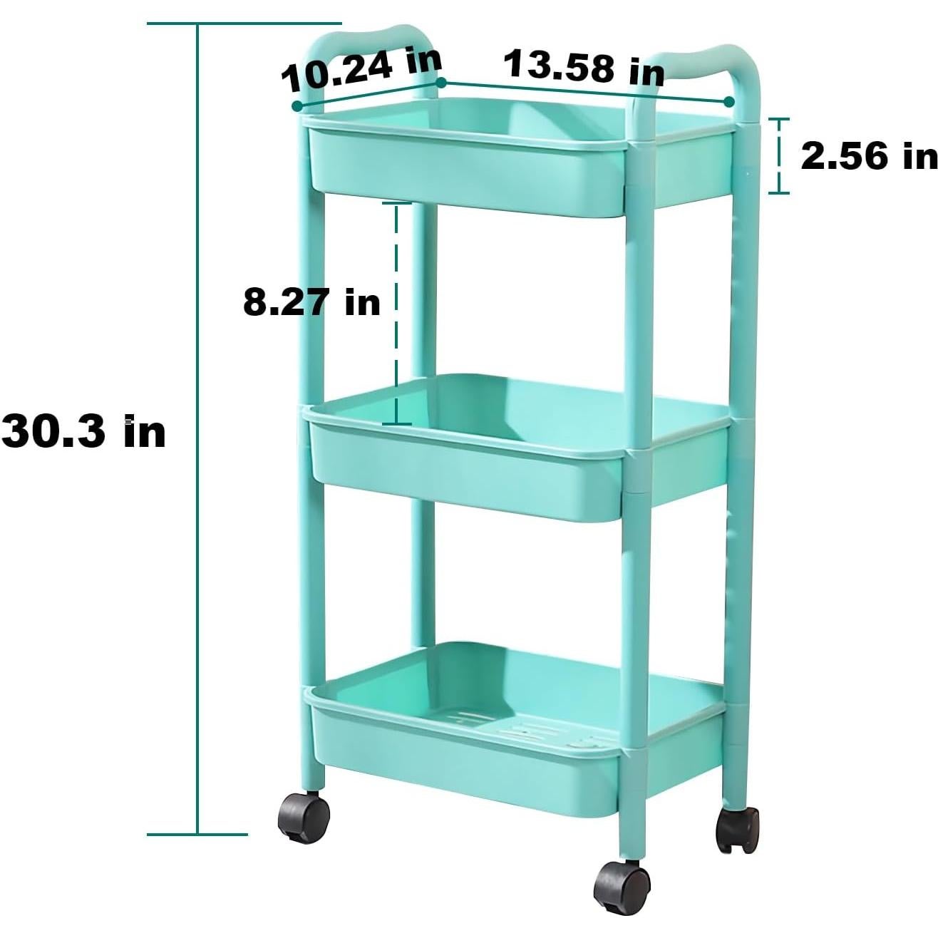 Carro Rodante de Utilidad QPEY 3 Niveles Verde 1.13 kg