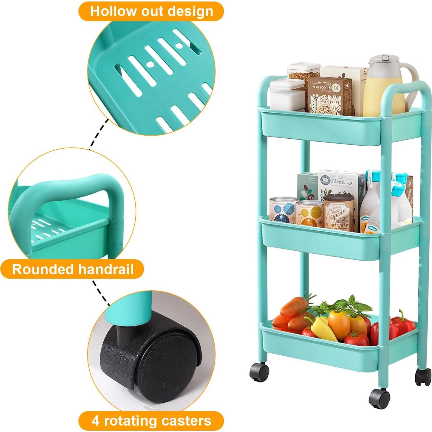 Carro Rodante de Utilidad QPEY 3 Niveles Verde 1.13 kg