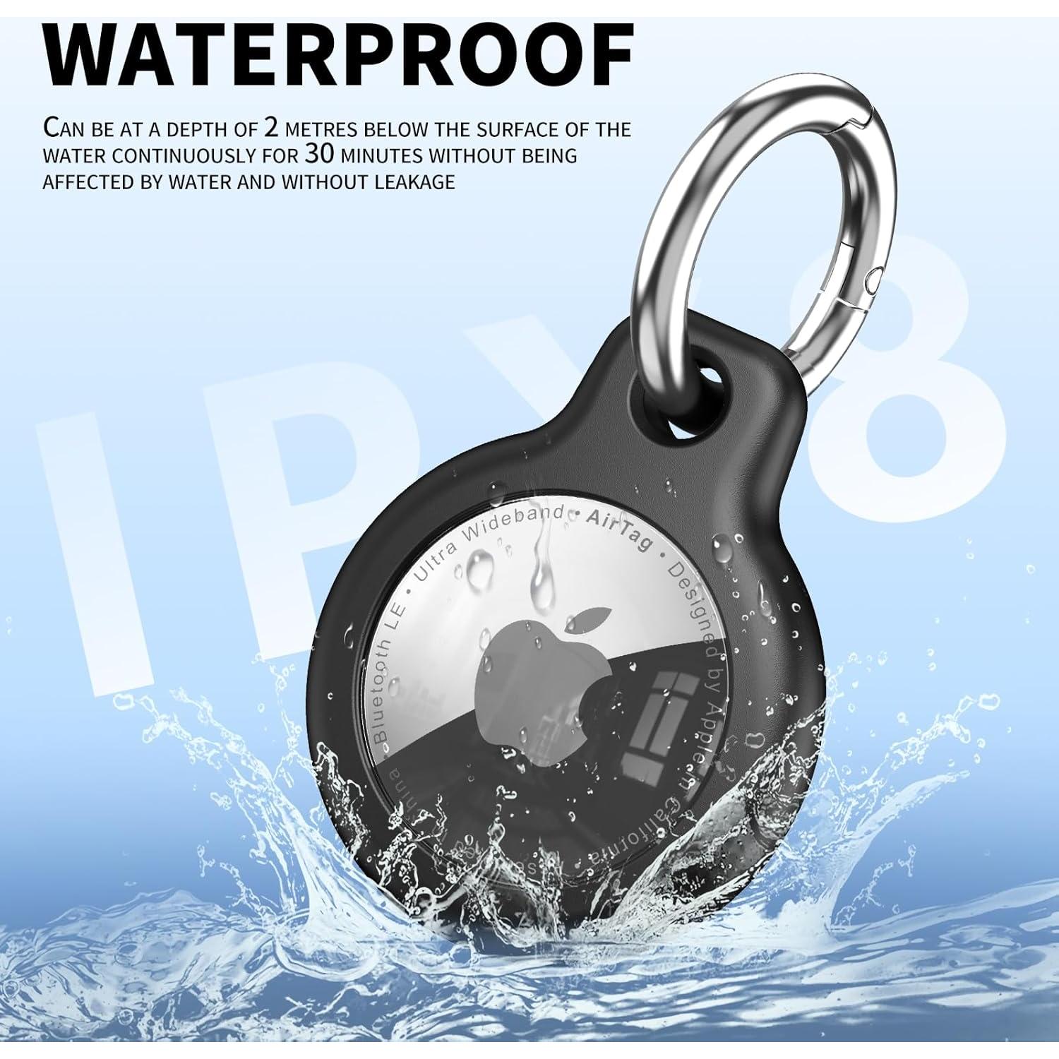 Paquete de 4 Fundas Impermeables IPX8 para AirTag Apple - Negro/Blanco/Rojo/Azul