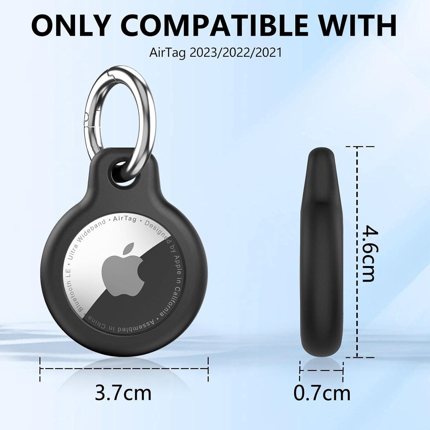 Paquete de 4 Fundas Impermeables IPX8 para AirTag Apple - Negro/Blanco/Rojo/Azul