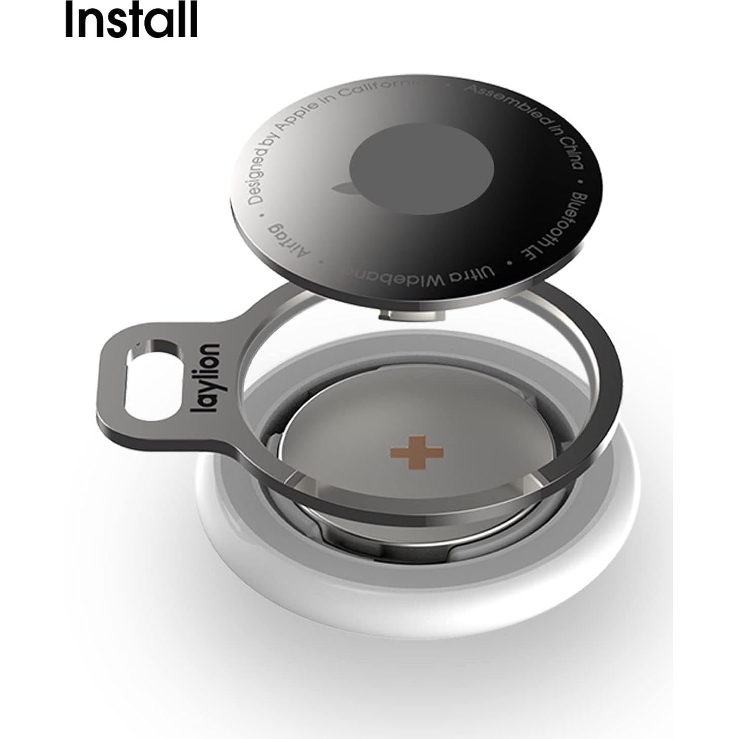 2 Paquete Llavero AirTag Laylion Acero Inoxidable Minimalista