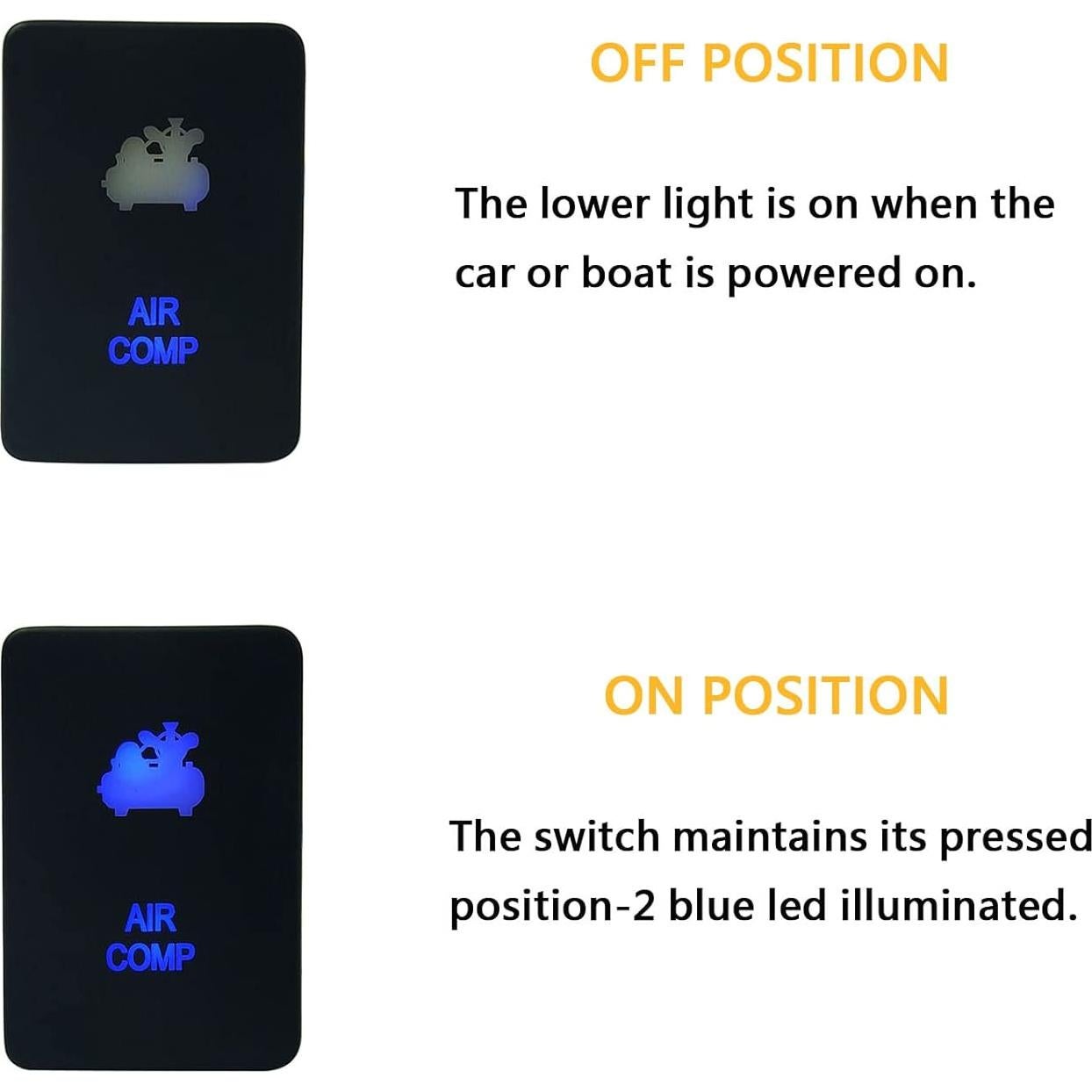 Interruptor pulsador iluminado azul Led BACAUTOPARTS 12V 3Amp