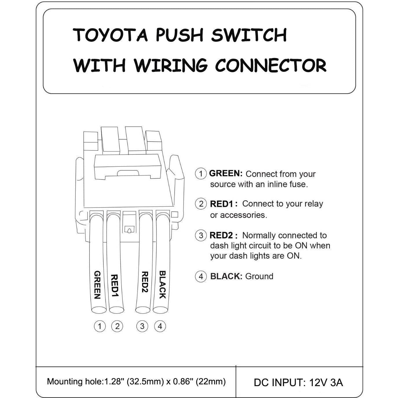 Interruptor pulsador iluminado azul Led BACAUTOPARTS 12V 3Amp