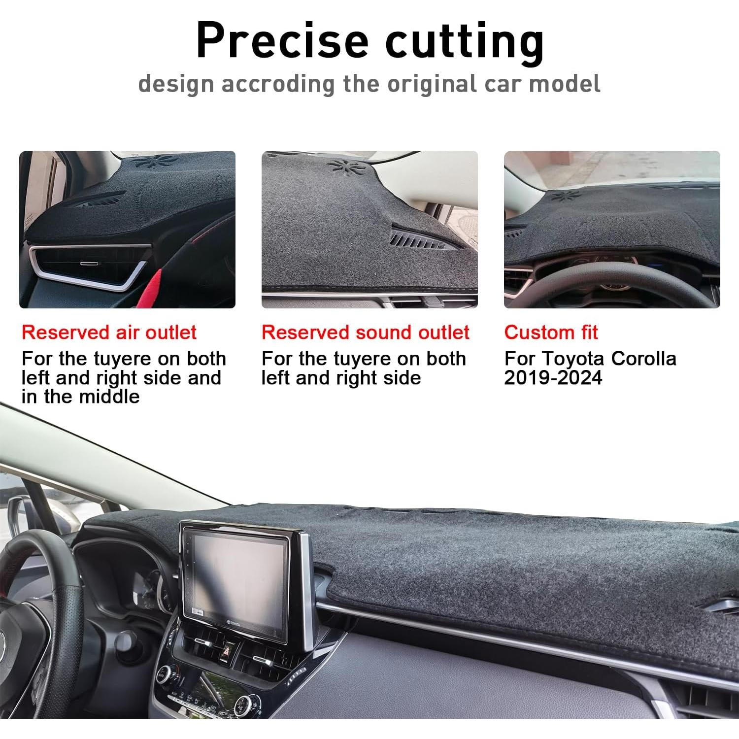 for Toyota Corolla Accessories 2019-2024 2025 Dash Cover Dashboard Cover Mat Custom Fit Center Console Cover Hatch Sedan Sunshield Protector Pad (Not for Corolla Cross)