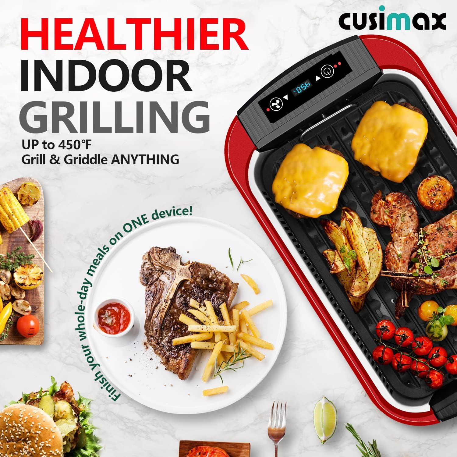 Parrilla Eléctrica CUSIMAX 1500W Sin Humo Interior Roja