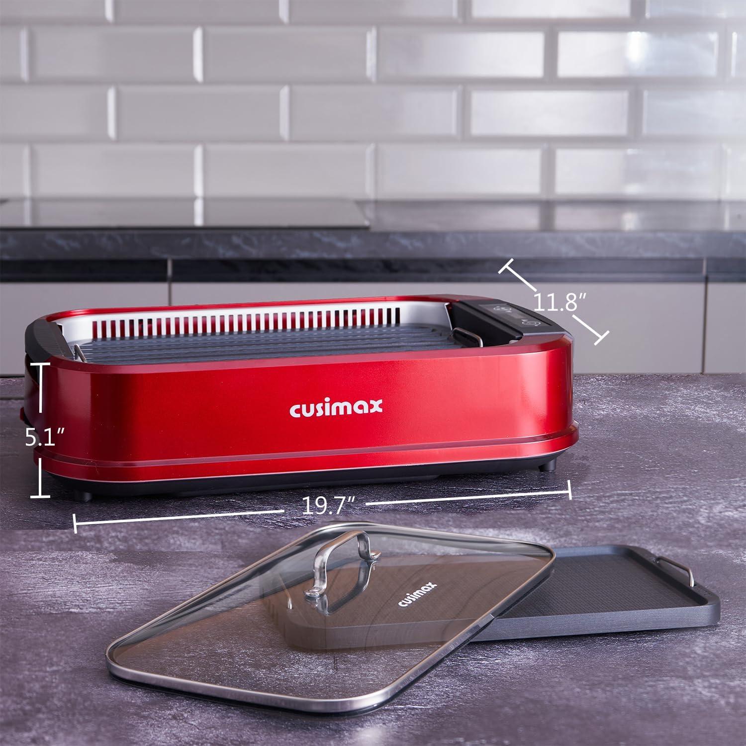 Parrilla Eléctrica CUSIMAX 1500W Sin Humo Interior Roja