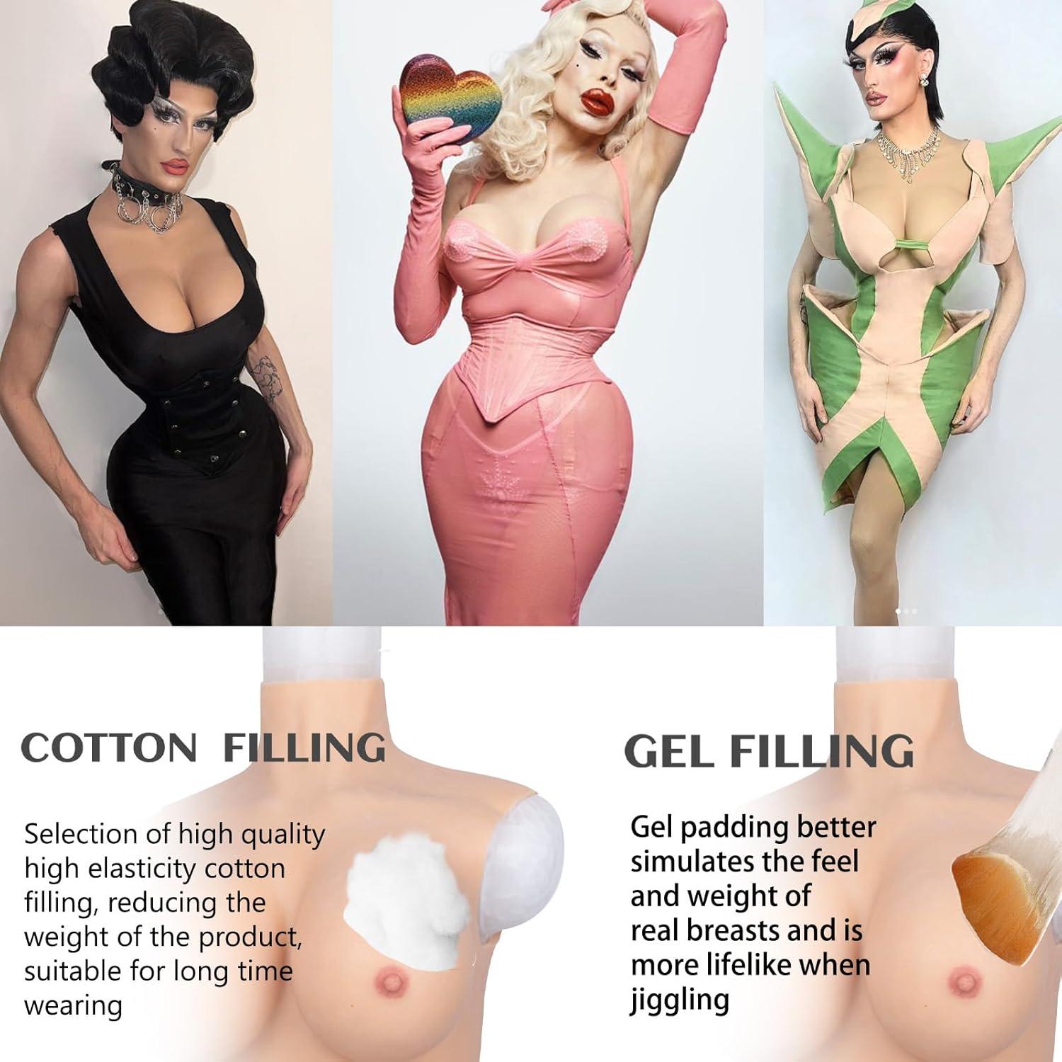 Placa de Silicona Pecho C-Copa Drag Queen Crema