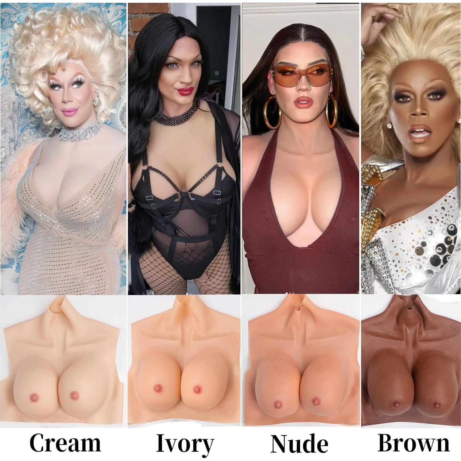 Placa de Silicona Pecho C-Copa Drag Queen Crema