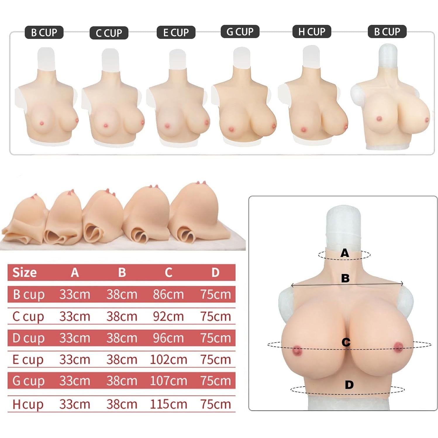 Placa de Silicona Pecho C-Copa Drag Queen Crema