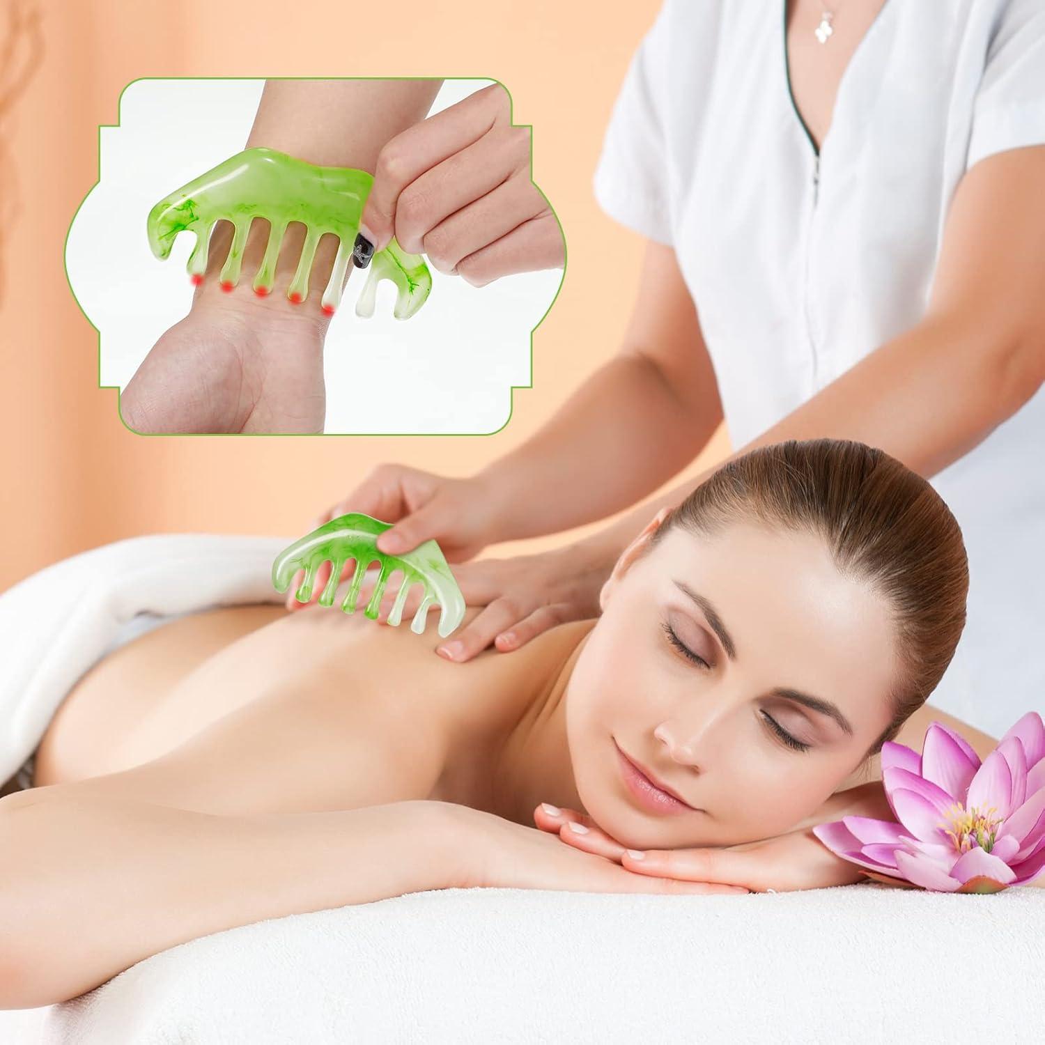 Peines de Jade Geiserailie 2 Piezas Masaje Facial y Corporal