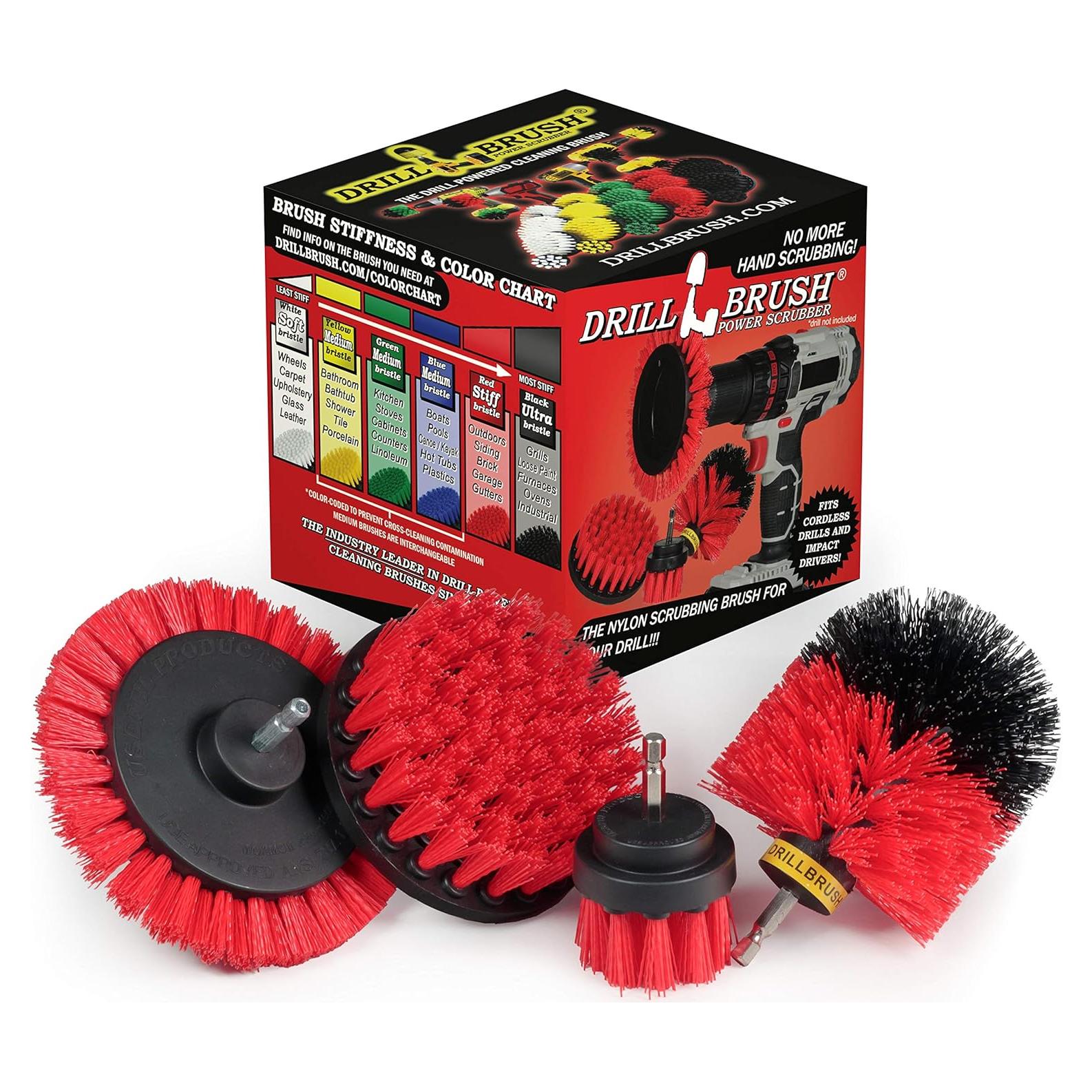 Juego de Cepillos de Limpieza Drillbrush Rojo 4 y 2"