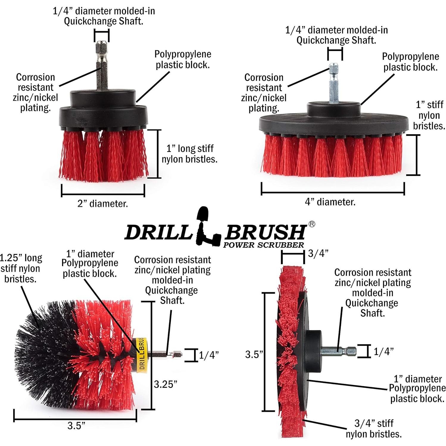 Juego de Cepillos de Limpieza Drillbrush Rojo 4 y 2"