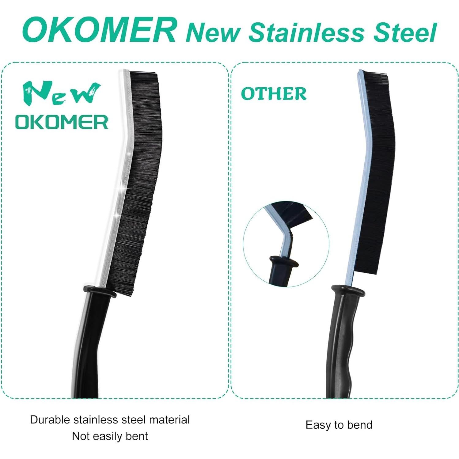 Cepillo de limpieza de ranuras OKOMER acero inoxidable 4 piezas