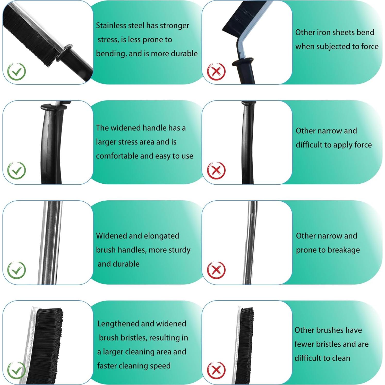 Cepillo de limpieza de ranuras OKOMER acero inoxidable 4 piezas