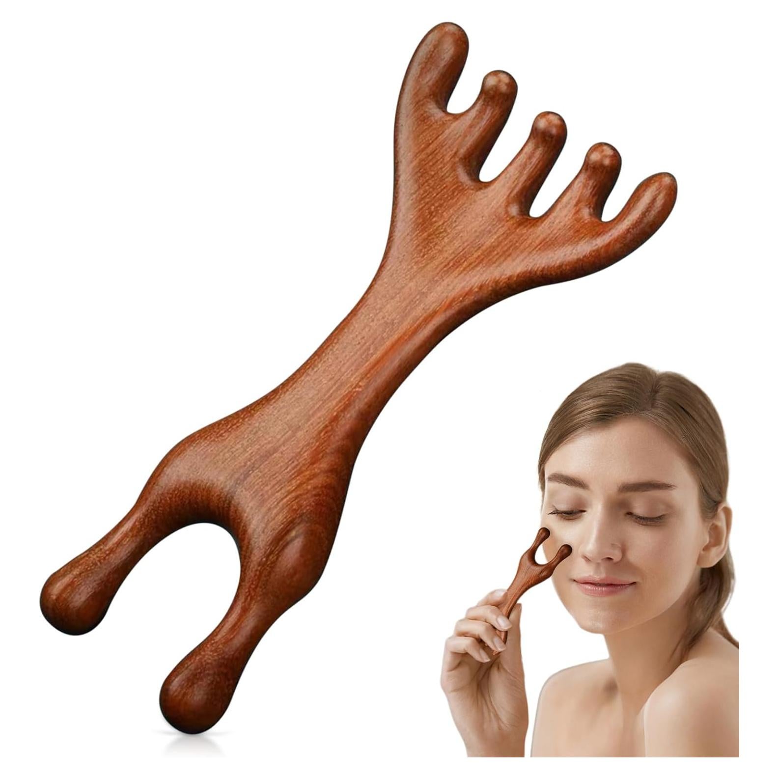 Masajeador de Cuero Cabelludo de Sándalo TECHPLUS - Peine Gua Sha