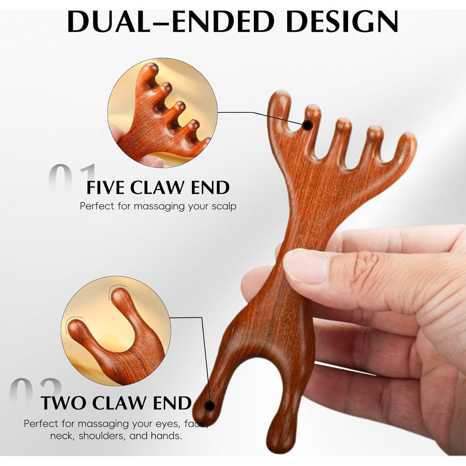 Masajeador de Cuero Cabelludo de Sándalo TECHPLUS - Peine Gua Sha