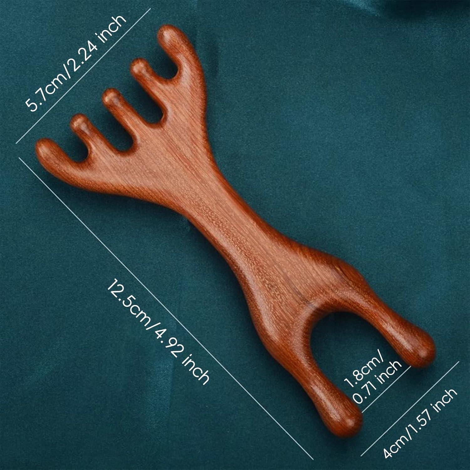 Masajeador de Cuero Cabelludo de Sándalo TECHPLUS - Peine Gua Sha