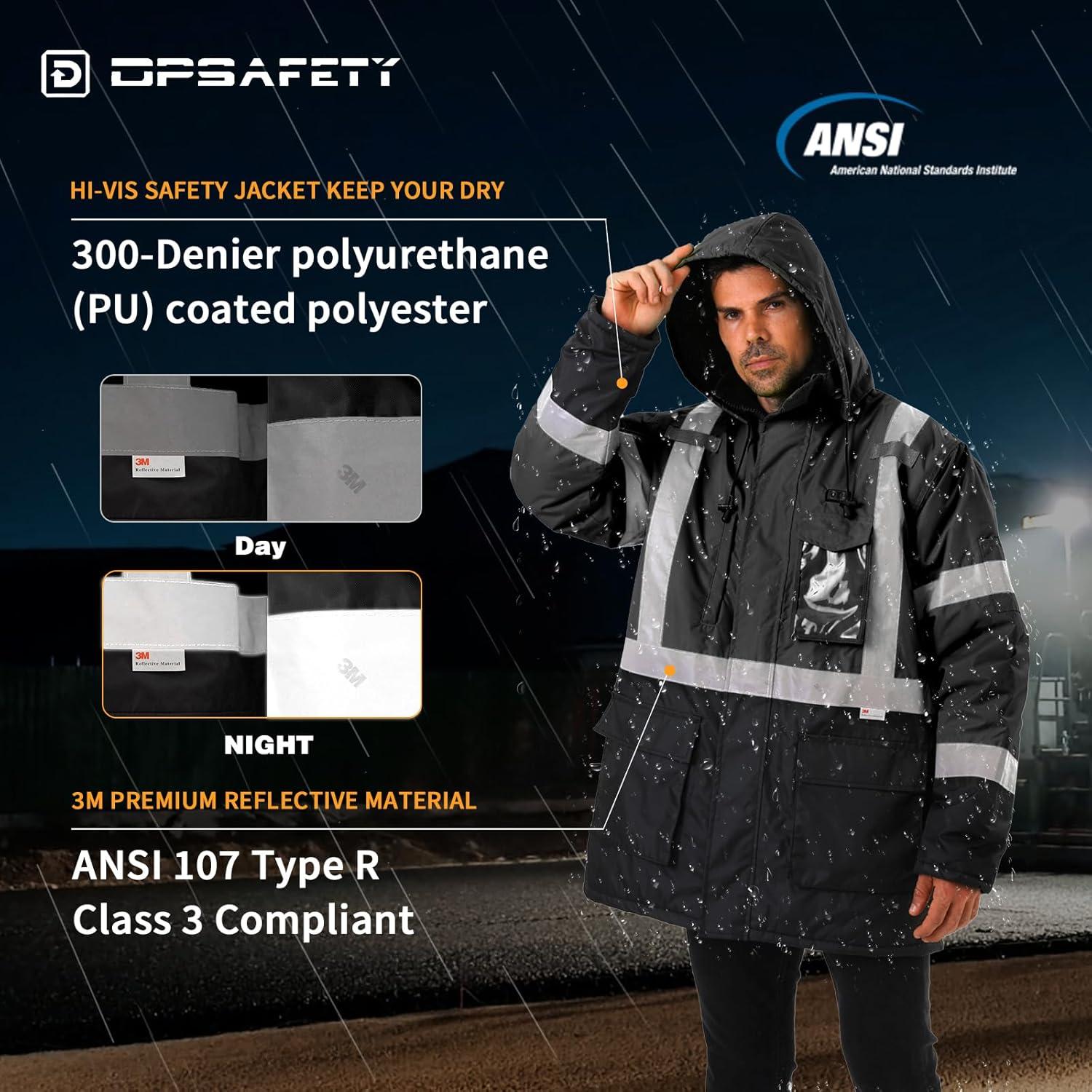 Chaqueta Calentada Impermeable DPSAFETY SL10 Hi-Vis Negra