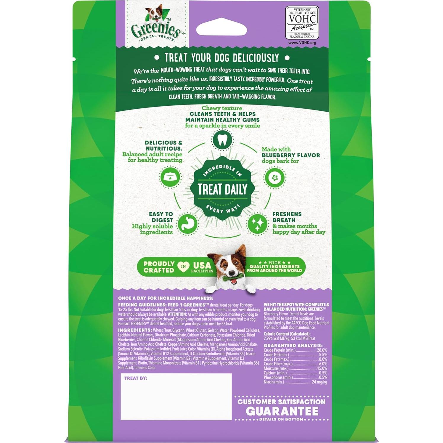 Golosinas Dentales Greenies para Perros 340g Sabor Arándano