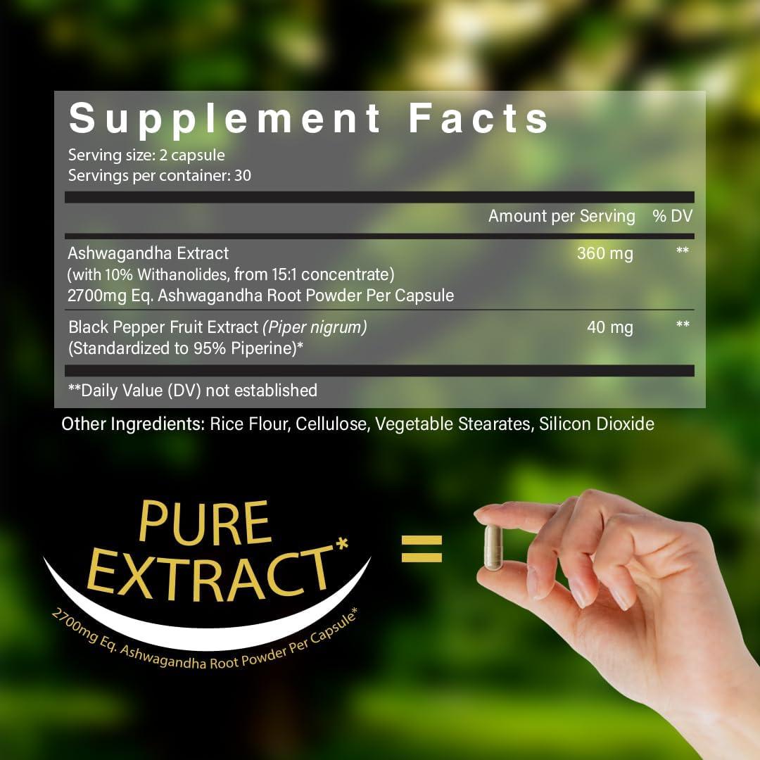 Cápsulas de Ashwagandha Orgánica NooMost 2700mg con Pimienta Negra - 60 Unidades