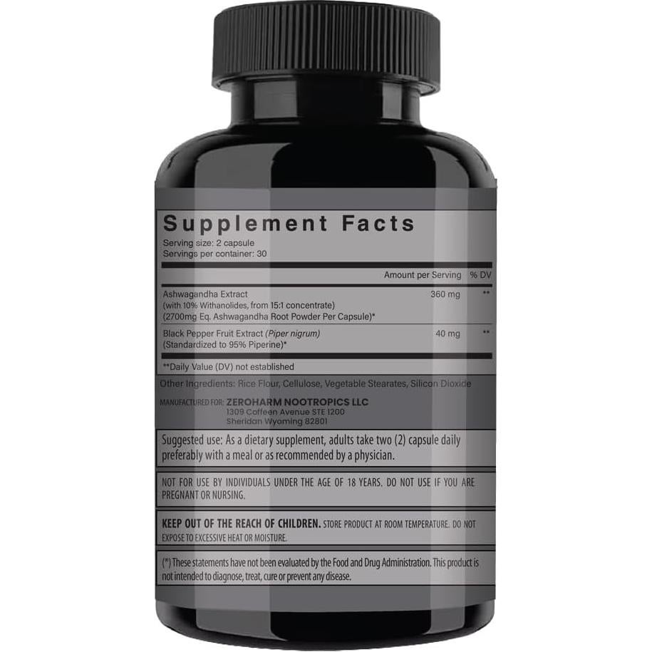 Cápsulas de Ashwagandha Orgánica NooMost 2700mg con Pimienta Negra - 60 Unidades