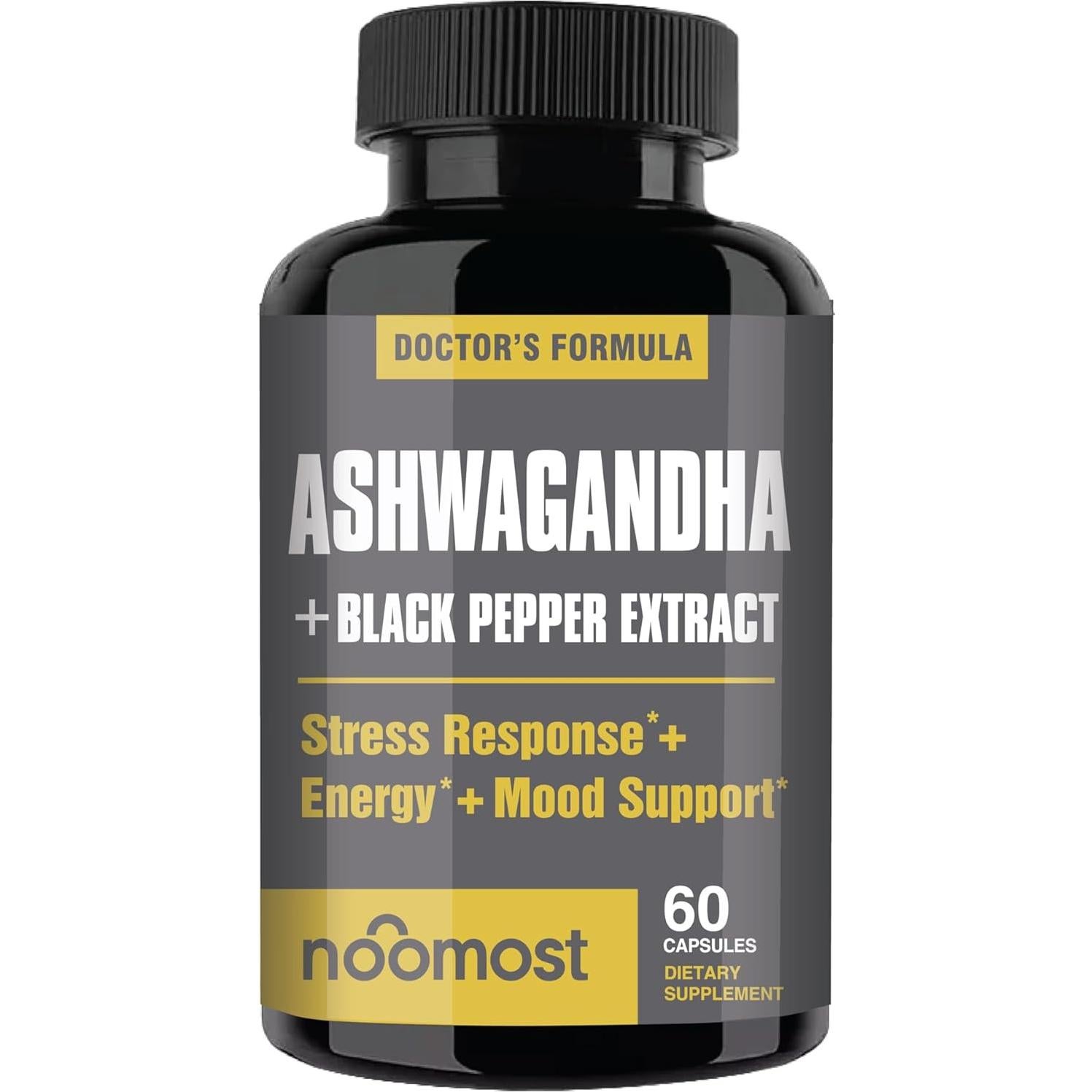 Cápsulas de Ashwagandha Orgánica NooMost 2700mg con Pimienta Negra - 60 Unidades