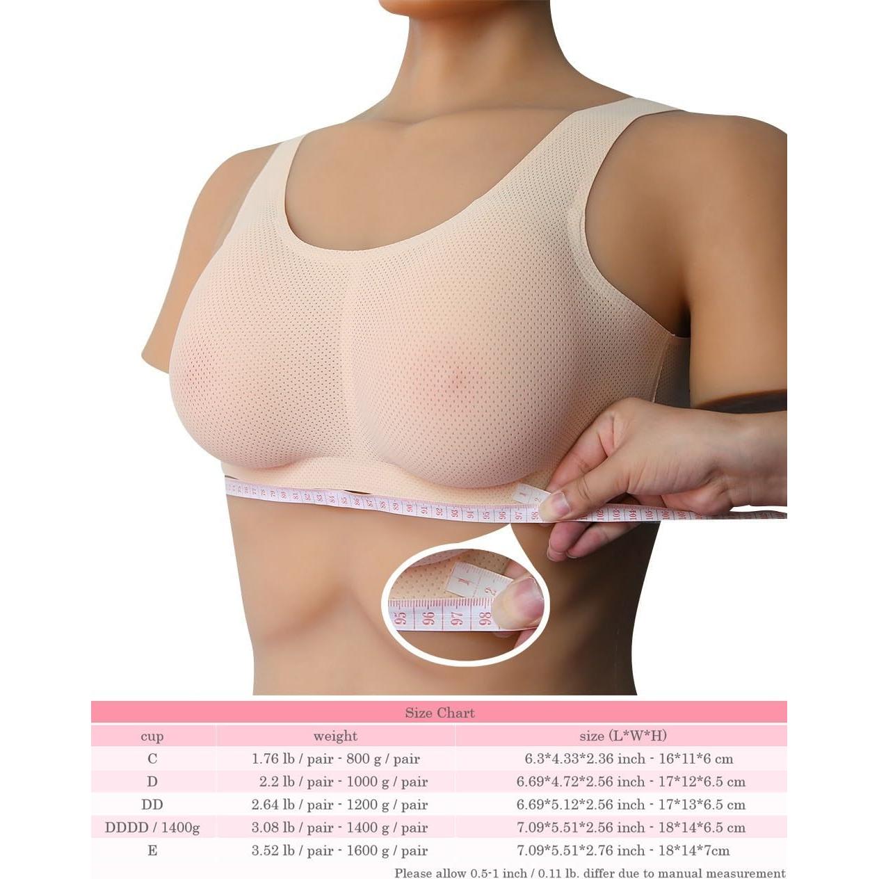 Formas de Pecho Silicona Waterdrop con Sujetador Malla C-E