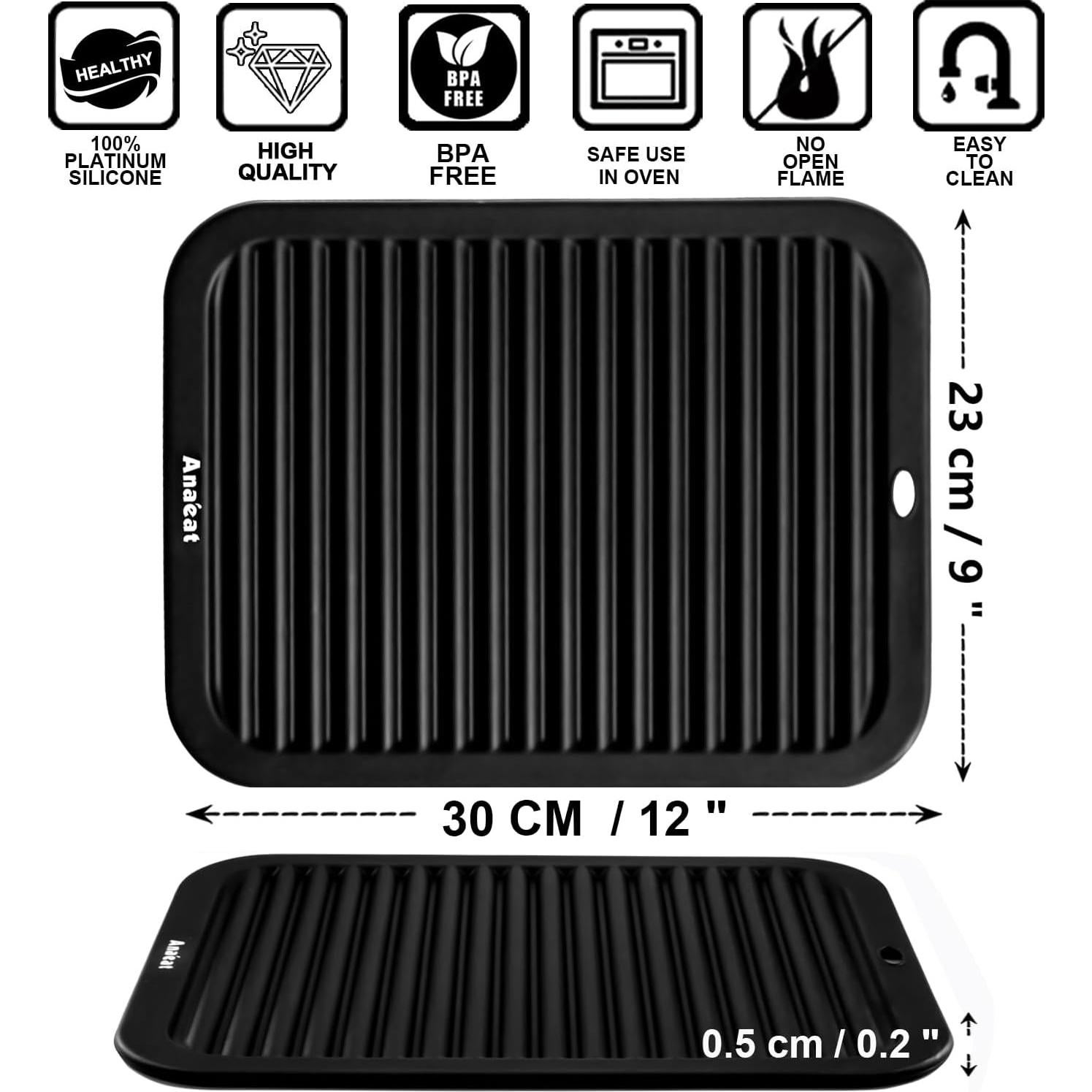 Trivetes de Silicona Anaeat 2 Pack Negro 30.48x22.86cm