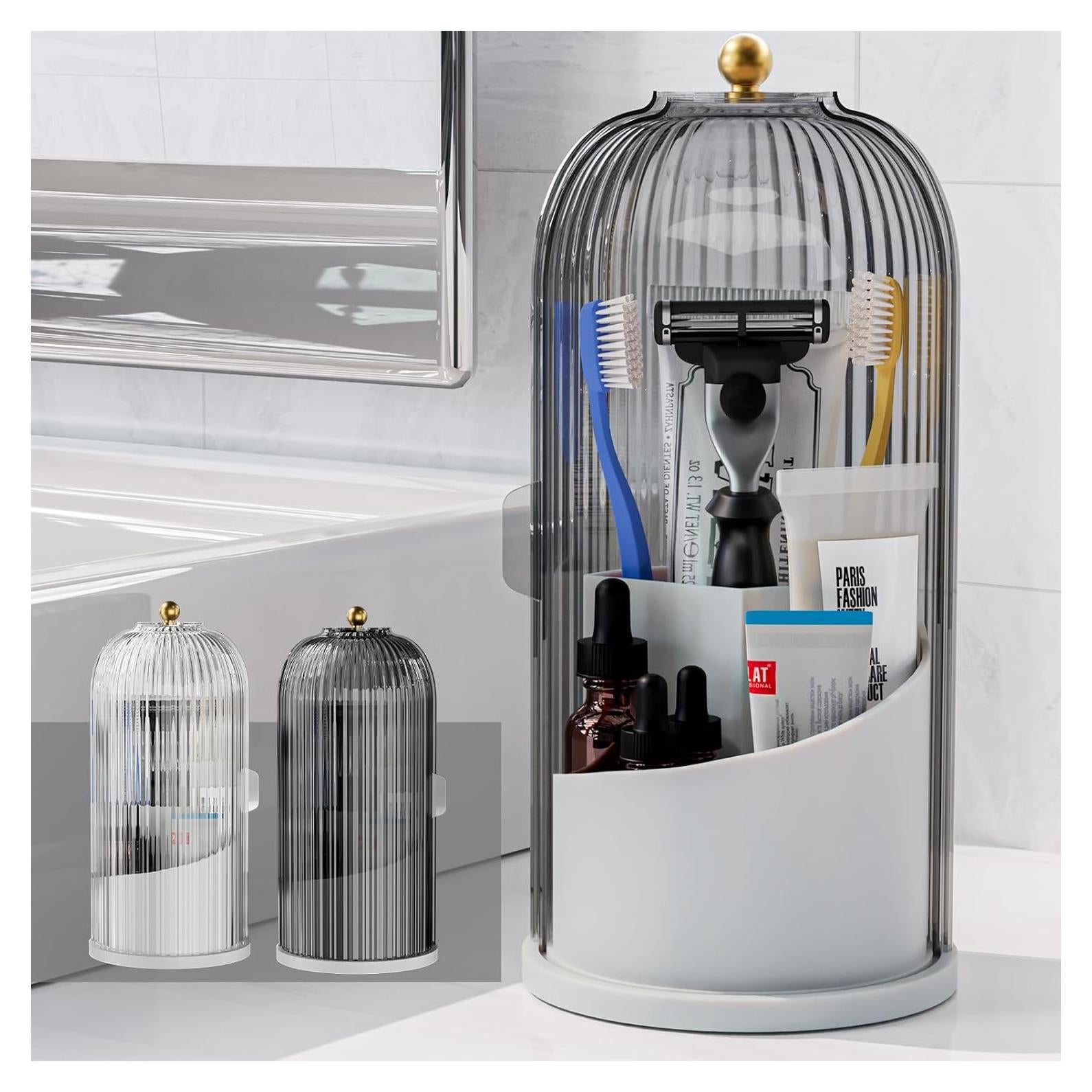 Soporte para Cepillos de Dientes Omrisy Gris con Tapa Deslizante