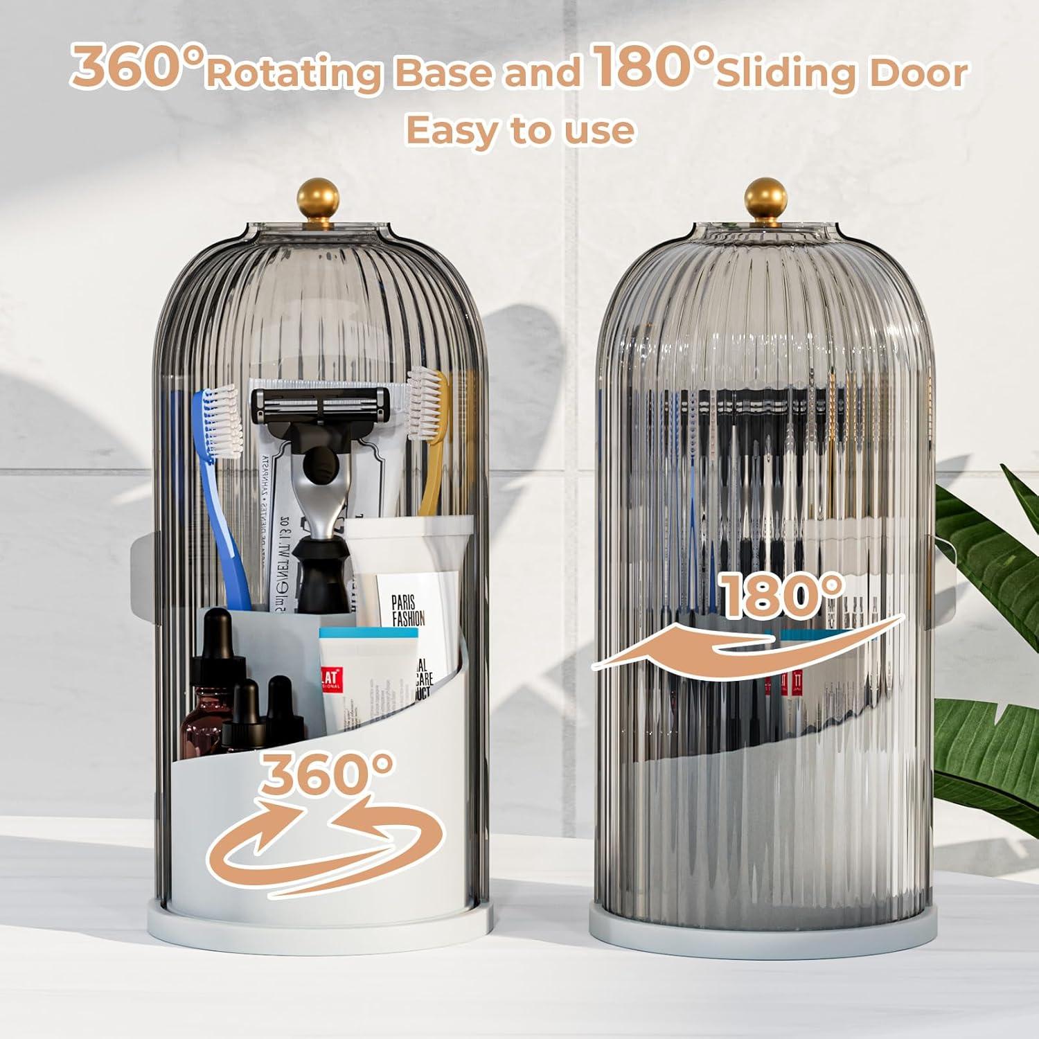 Soporte para Cepillos de Dientes Omrisy Gris con Tapa Deslizante