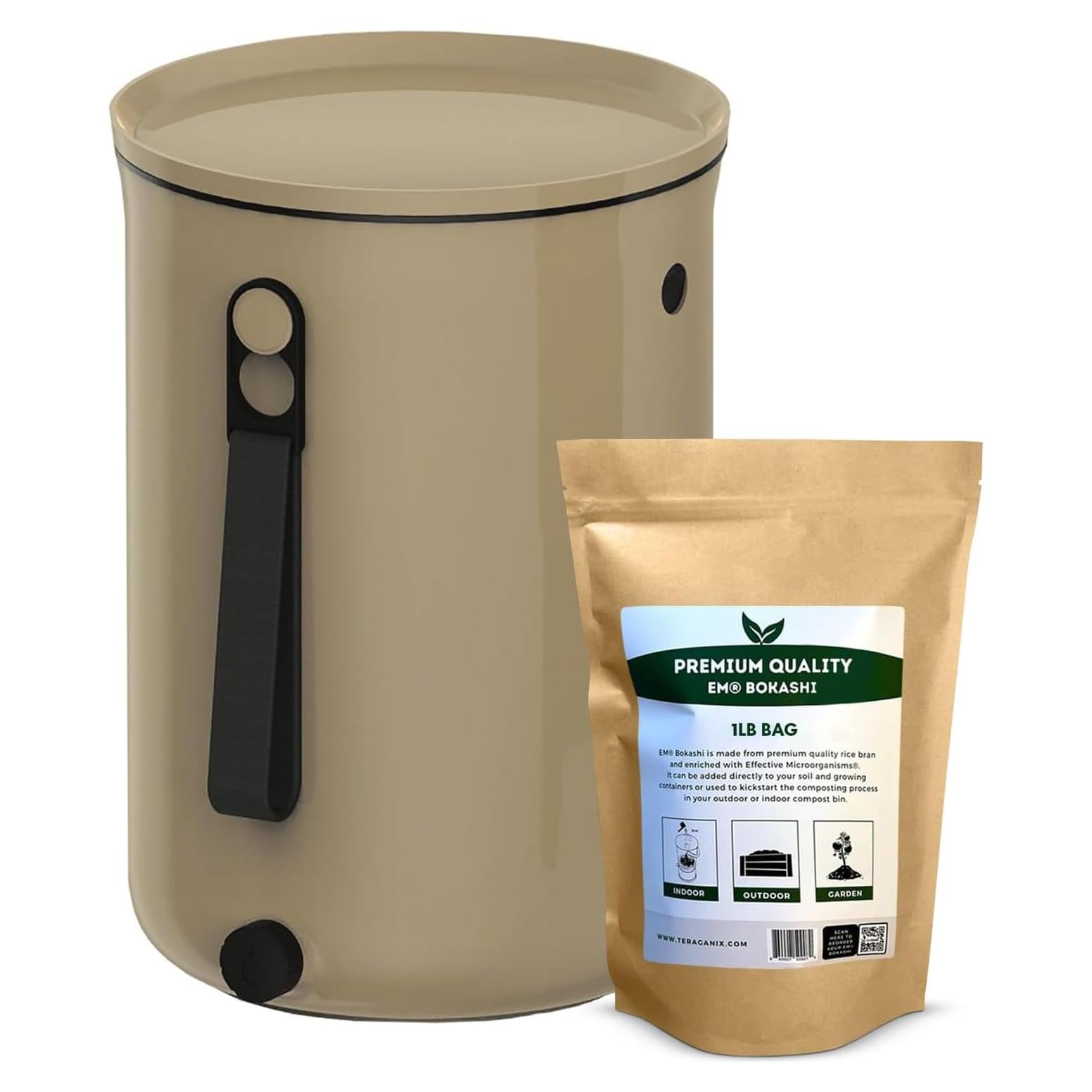 Compostador de Cocina TeraGanix 9.46L Cappuccino Sin Olores