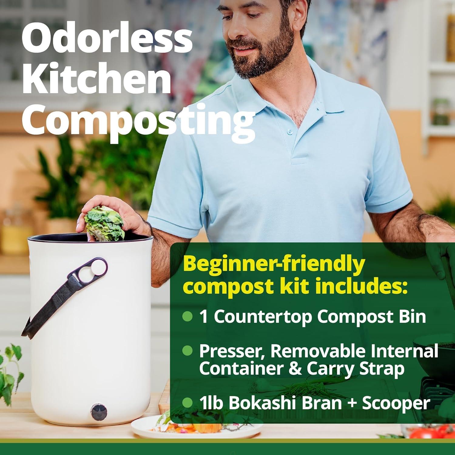 Compostador de Cocina TeraGanix 9.46L Cappuccino Sin Olores