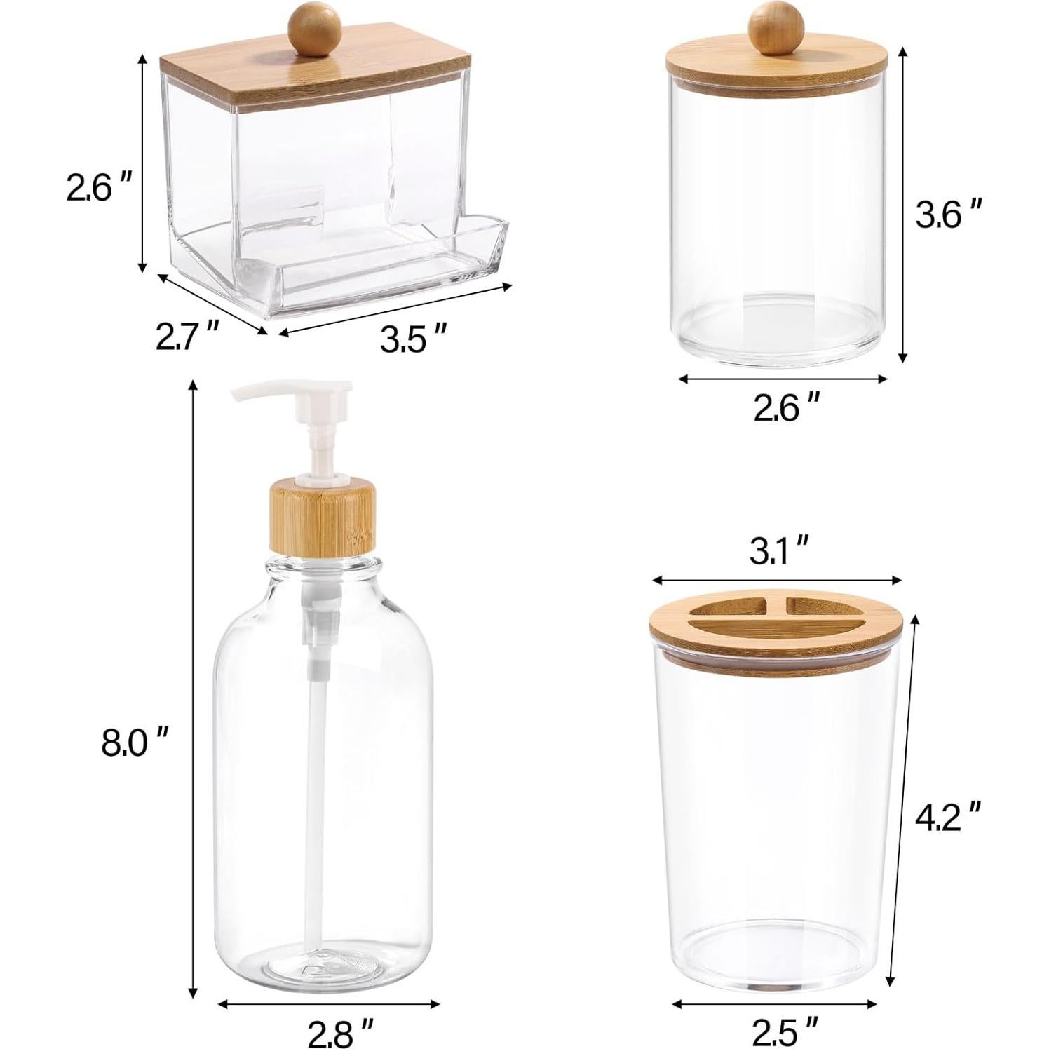 Juego de Accesorios de Baño Tbestmax 4 Piezas Bambú