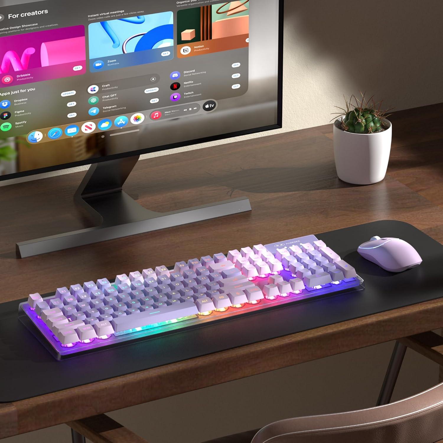 Combo Teclado y Ratón Inalámbricos MageGee V550 RGB 104 Teclas