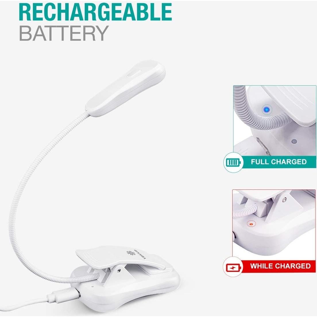 Luz LED Recargable Vekkia para Lectura 3000K Clip Blanco