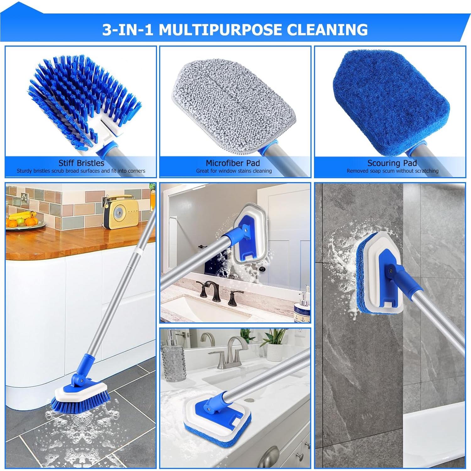 Cepillo de limpieza Lalafancy 3 en 1 con mango extensible 127 cm