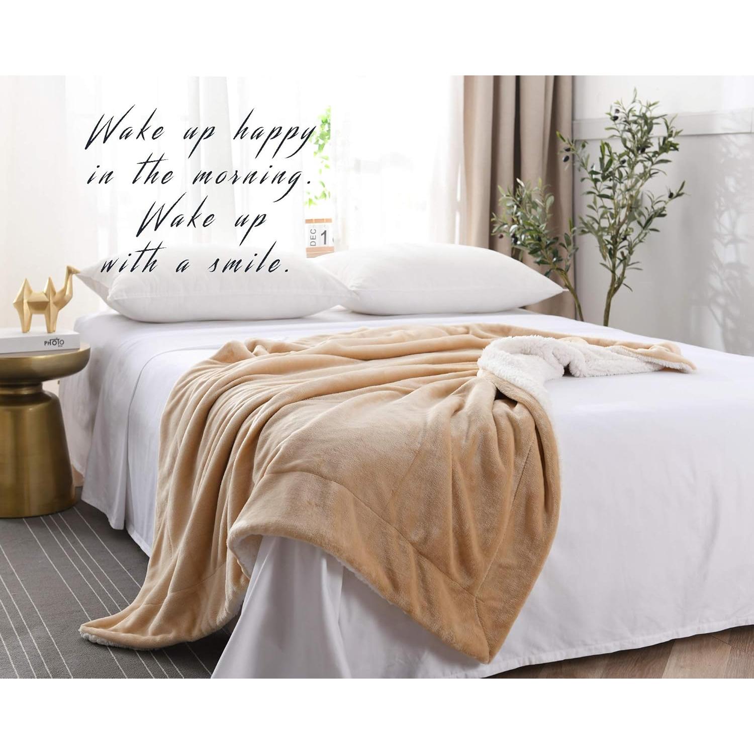 Manta Reversible NANPIPER Microfibra 127x152cm Beige Suave