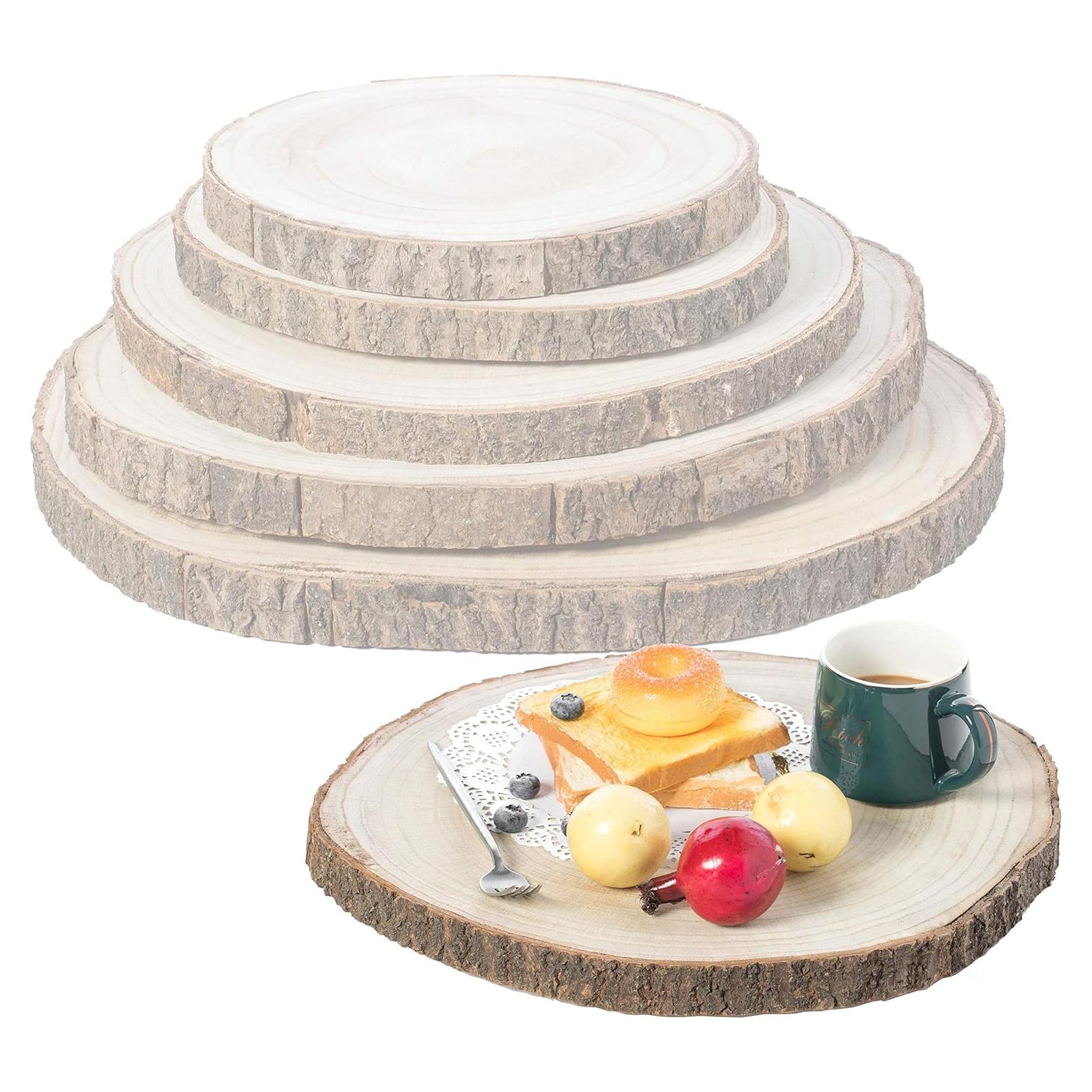 Conjunto de 5 Bandejas de Madera Natural Vintiquewise Rústicas