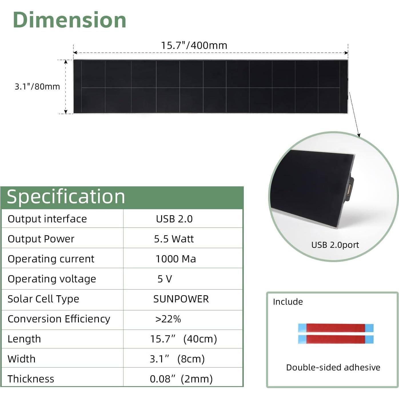 Panel Solar USB 5V 5W Sortfle - Carga Rápida para Dispositivos