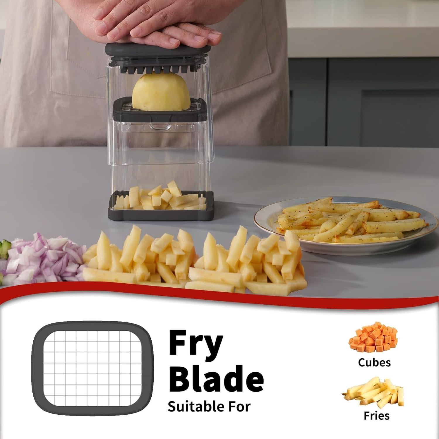 Cortador de Papas Fritas Solucky 3/8" Manual para Verduras