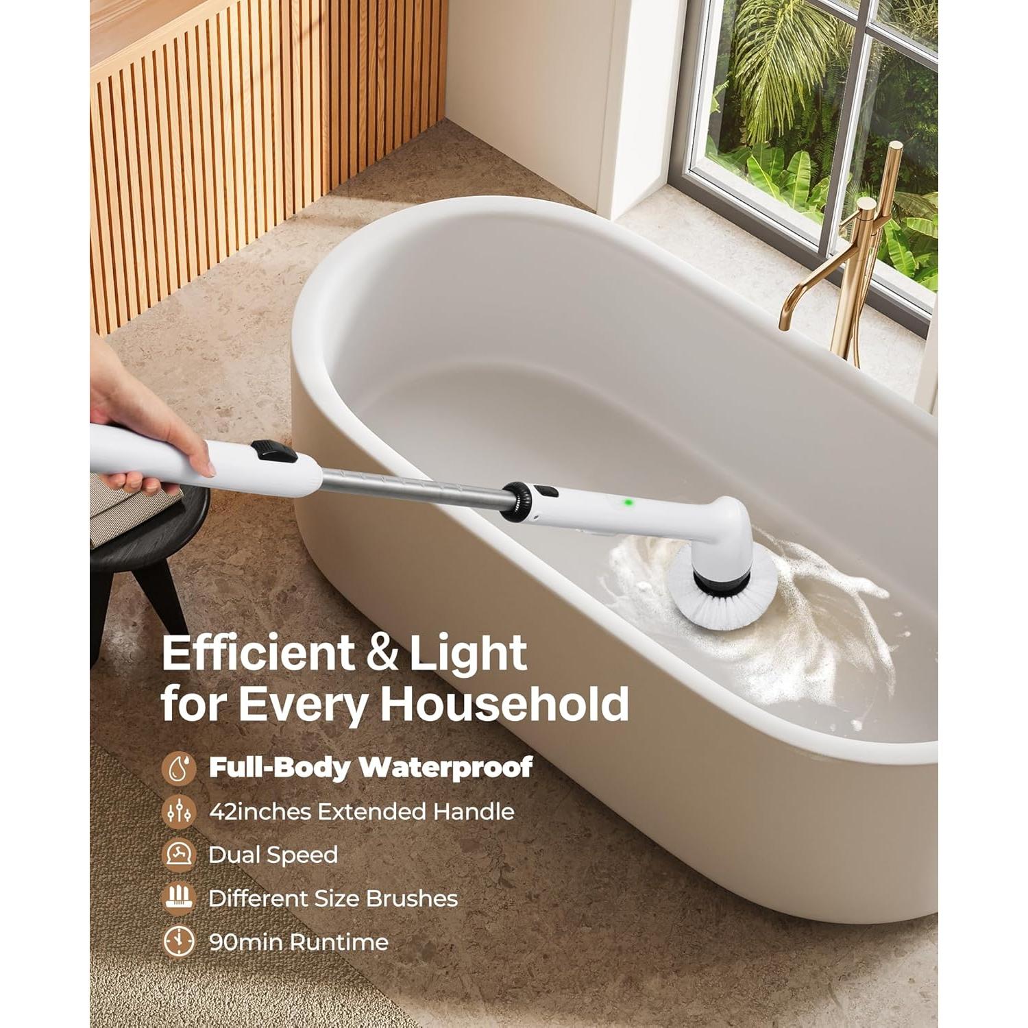 Cepillo Eléctrico Giratorio LyriFine IPX7 Mango Largo 2 Velocidades