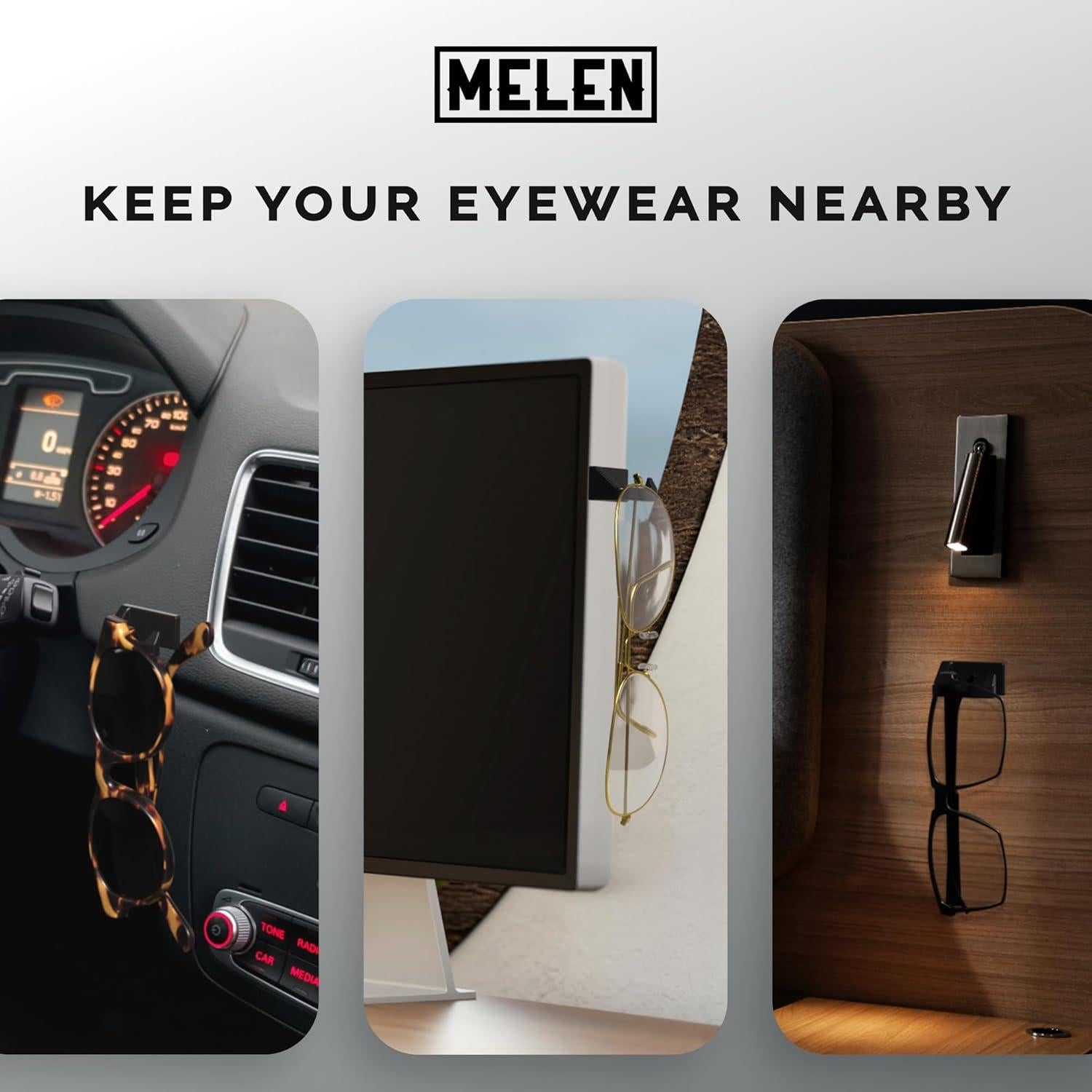 Organizador de Gafas de Sol MELEN Adhesivo Pared 8 Unidades Negro