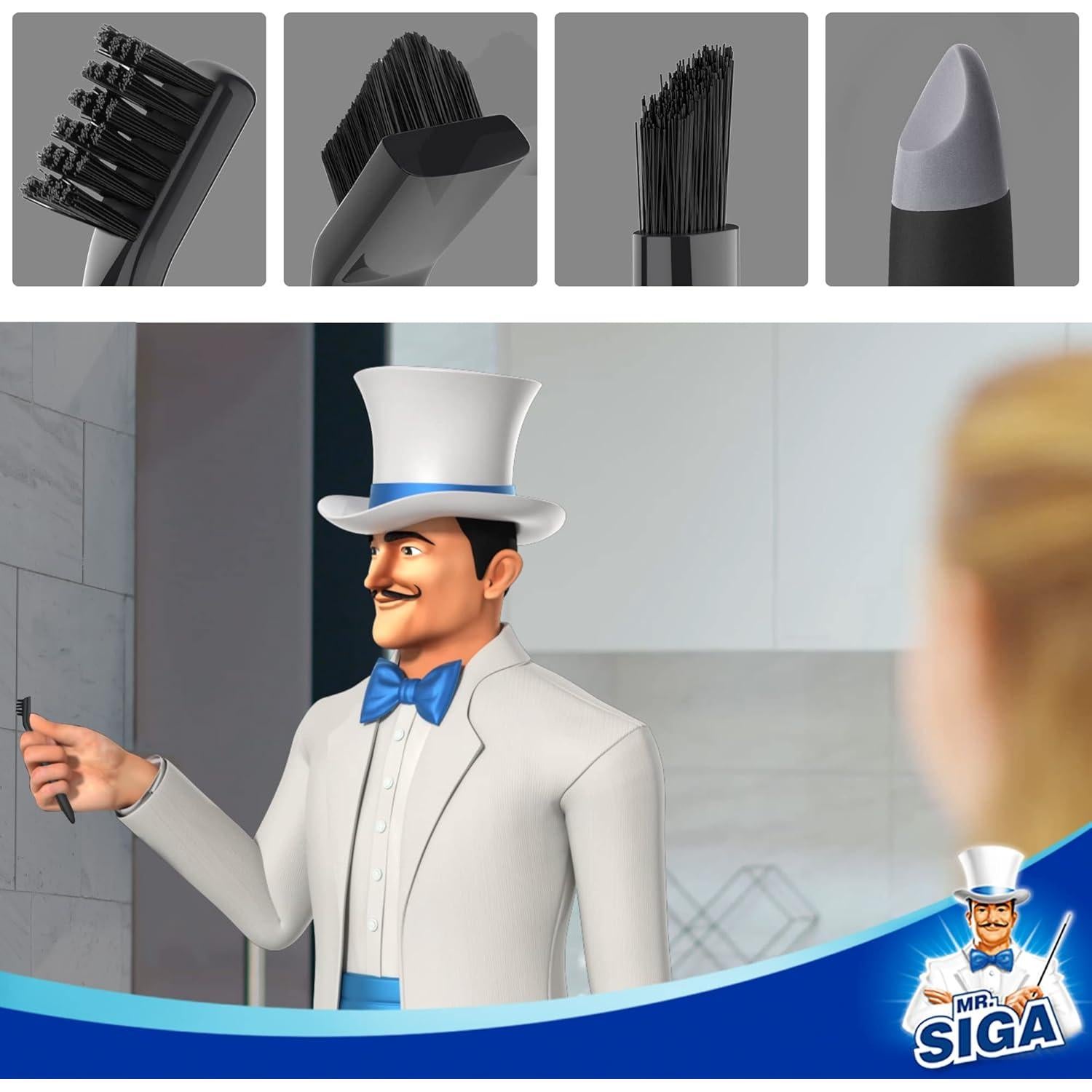 Juego de Cepillos de Limpieza MR.SIGA para Juntas y Rincones