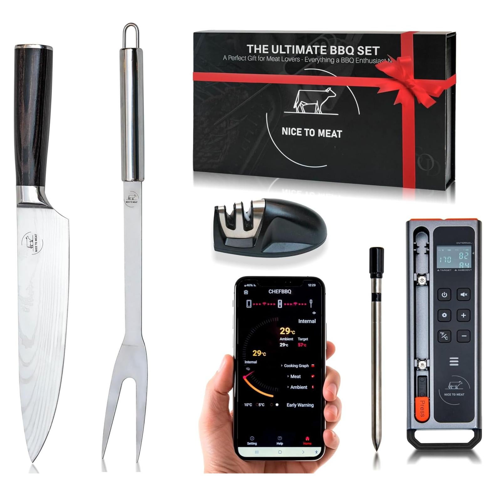 Termómetro de Carne Digital Inalámbrico Nice to Meat - Conectividad Bluetooth y WiFi