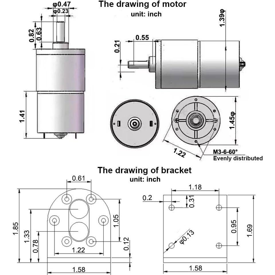 Motor de Engranaje Bringsmart JGB37-520 12V 5RPM 23.4kg.cm