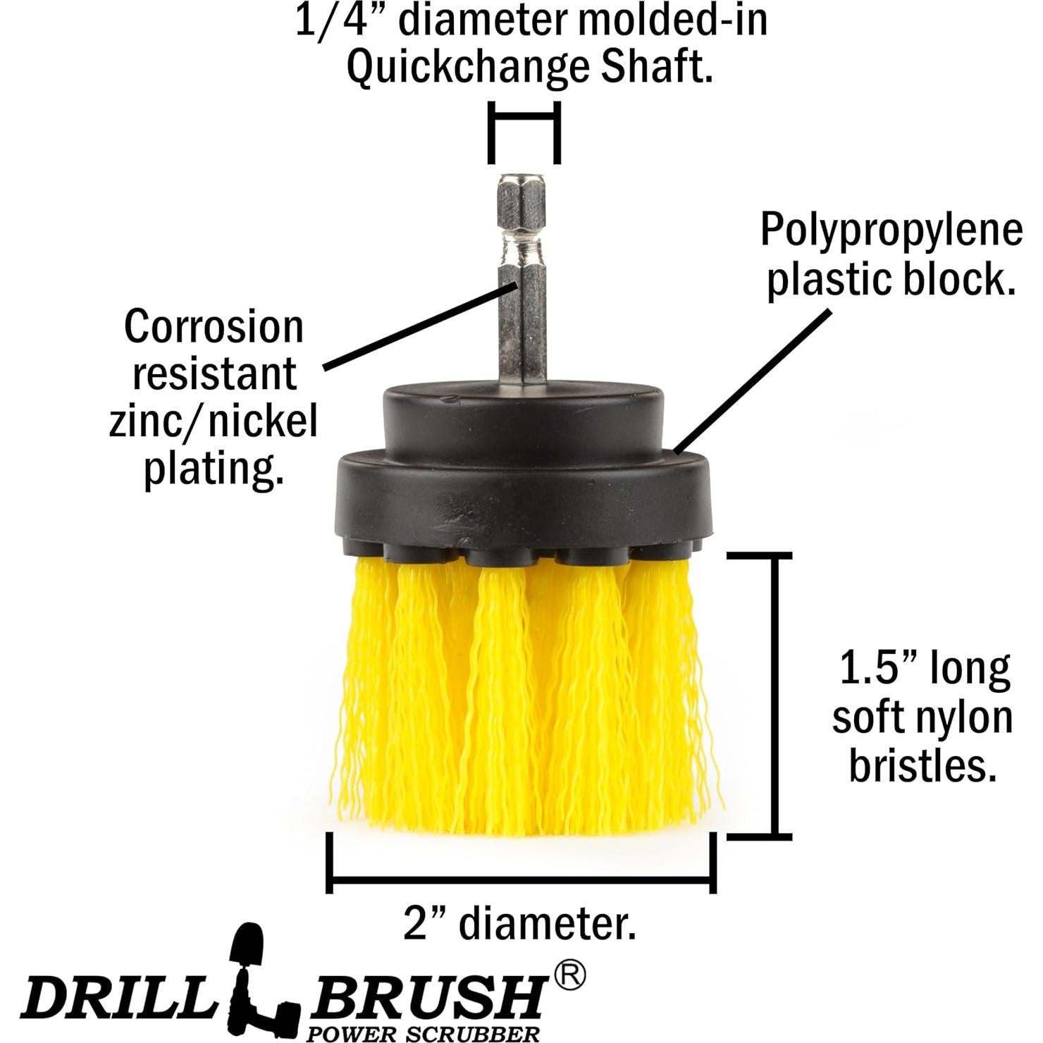 Cepillo de Fregar Amarillo Drillbrush 5,08 cm para Baño