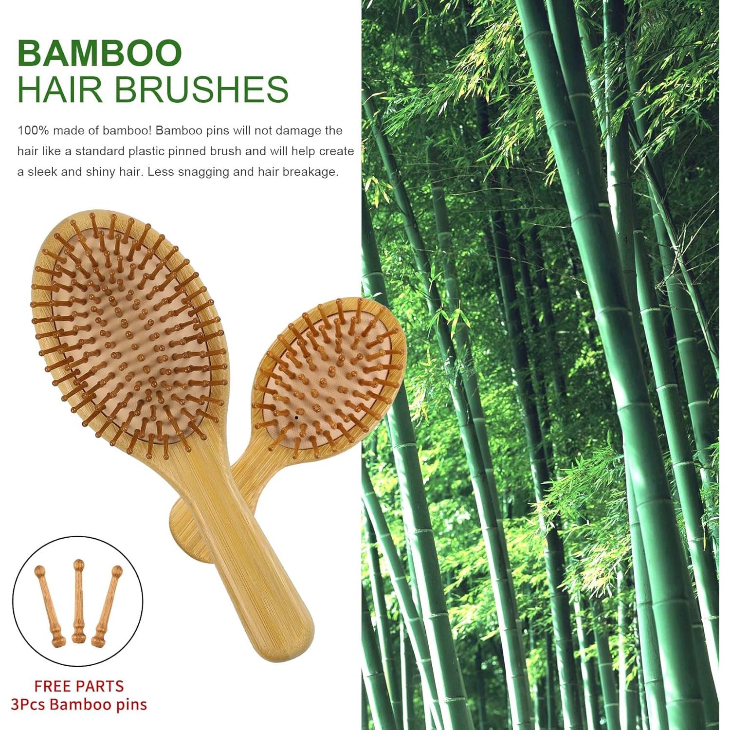 Juego de Cepillos MRD de Bambú Natural para Todo Tipo de Cabello