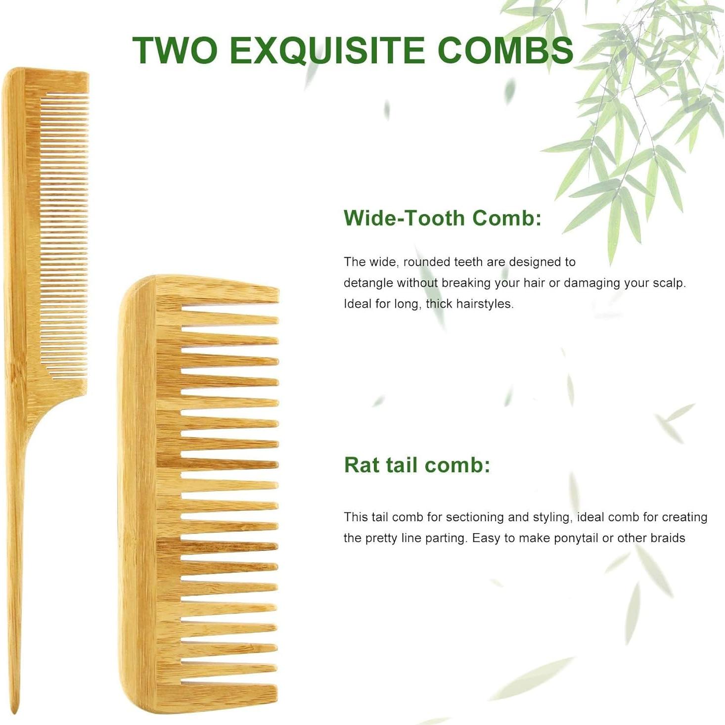 Juego de Cepillos MRD de Bambú Natural para Todo Tipo de Cabello